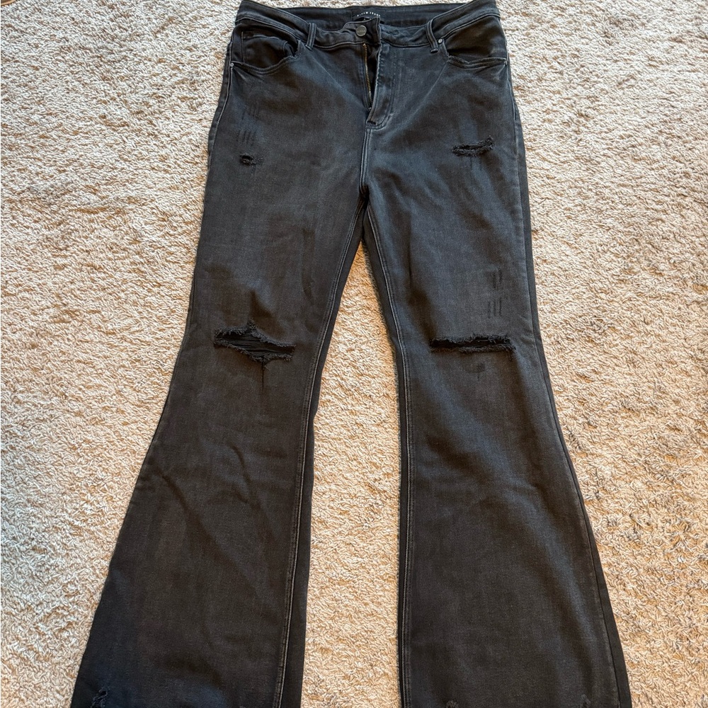 Black Distressed Flare Jeans